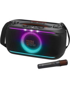 JBL PartyBox On The Go 2 Portable Bluetooth Party Speaker with Wireless Mic, Dynamic Lightshow, 15-Hour Playtime, Splashproof, Handle & Shoulder Strap