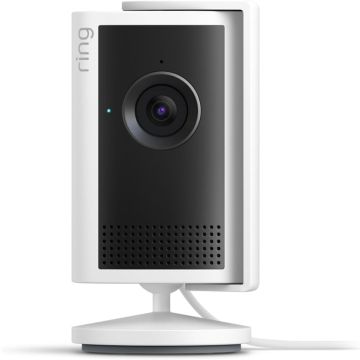 Ring Indoor Camera Plus | Retinal 2K Smart Plug-In Security Camera, 4x Enhanced Zoom, Low-Light Sight, Privacy Lens Cover, Two-Way Talk, Works with Alexa - White - B0DXN6NGPF