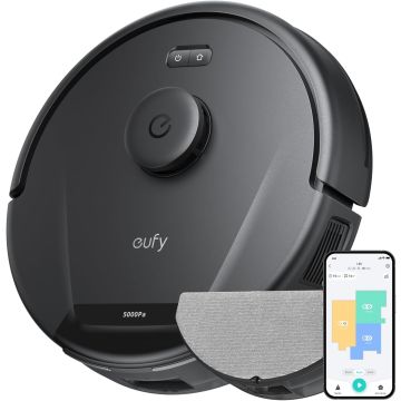 Eufy L60 Hybrid Robot Vacuum Cleaner with Mop, Ultra Strong 5,000 Pa Suction to Remove Hair, Dust, iPath Laser Navigation, For Deep Floor Cleaning, Ideal for Hard Floors