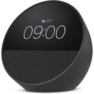 Amazon Echo Spot (2024 release), Smart alarm clock with vibrant sound + Alexa - US Version - Black