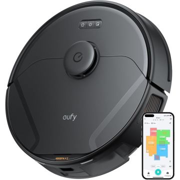 Eufy Clean X8 Pro Robot Vacuum Cleaner, Twin-Turbine 2× 4,000 Pa Powerful Suction, Active Detangling Roller Brush, and iPath Laser Navigation for Pet Hair Deep Cleaning on Carpet
