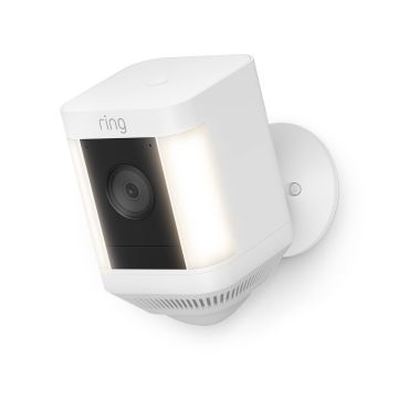 Ring Spotlight Cam Plus Battery | Wireless outdoor Security Camera 1080p HD Video, Two-Way Talk, LED Spotlights, Siren, alternative to CCTV system - White - B09K1HQNQD