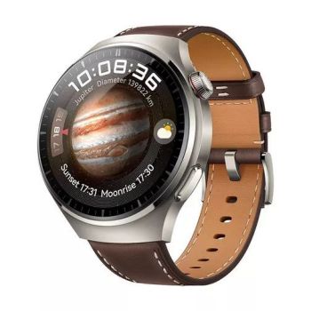 HUAWEI WATCH 4 Pro LTE Titanium Alloy Case Dark Brown Leather Strap