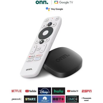 ONN Google TV 4K UHD Resolution Streaming Box with Remote Control