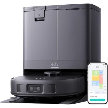 Eufy X10 Pro Omni Robot Vacuum and Mop with 8,000 Pa Suction, Dual Mops with 12 mm Auto-Lift and Carpet Detection, AI Obstacle Avoidance, Auto Mop Washing, Self-Drying, Self-Emptying, Self-Refilling
