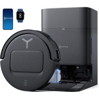 ECOVACS Deebot T80 Omni Robot Vacuum and Mop, 18,000Pa Suction, OZMO™ Roller Real-Time Mop Washing, Self-Emptying, Hot Air Drying, AI Navigation, Anti-Tangle Brush, for Pets, Carpets & Hard Floors