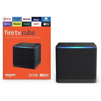 Amazon Fire TV Cube, with AI-powered Fire TV Search, Hands-free streaming device with Alexa, Wi-Fi 6E, 4K Ultra HD