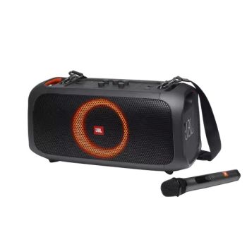 JBL PartyBox On The Go Portable party speaker with built in lights and Wireless Mic