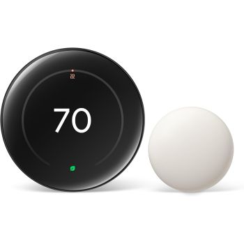 Google Nest Learning Thermostat 4th Generation With Nest Temperature Sensor 2nd Generation - TDRA Approved - Polished Obsidian
