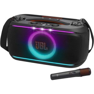 JBL PartyBox On The Go 2 Portable Bluetooth Party Speaker with Wireless Mic, Dynamic Lightshow, 15-Hour Playtime, Splashproof, Handle & Shoulder Strap